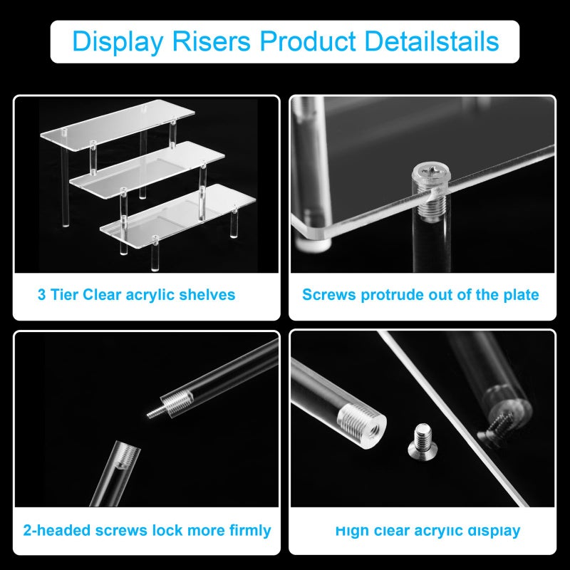 HENABLE 2PCS Acrylic Display Risers, 3 Tier Clear Cupcake Stand Risers, Organizer for Perfume, Funko POP, Food, Tabletop Use - Image 4