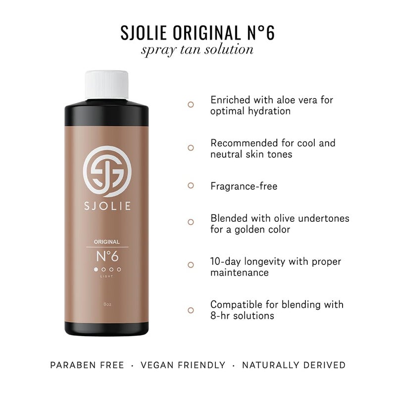 SJOLIE SUNLESS SJOLIE Spray Tan Solution - No. 6 - Light Hydrating Tanning Solution | Sunless Tanner for an All Natural, Sun-Kissed Glow (8oz) - Image 2