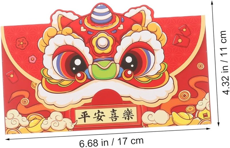 Tehaux 6 قطع ظرف أحمر كرتوني لطيف لمنح الهدايا النقدية في رأس السنة القمرية الصينية - Image 3
