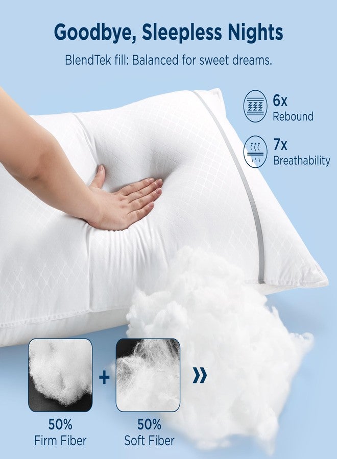 Bedsure Queen Pillows Set of 2, Luxury Hotel Firm Pillows for Sleeping, Decoration Strip Diamond Design Cover, Fluffy Original Down Alternative Filling for Side, Back or Stomach Sleepers - Image 4