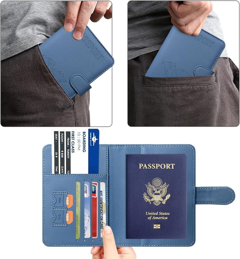 ACdream Passport Holder for Travel Essentials, Rfid Blocking Passport Wallet Cover Case for Travel Must Haves Accessories, Book Holders for Women & Men- Navy Blue - Image 3