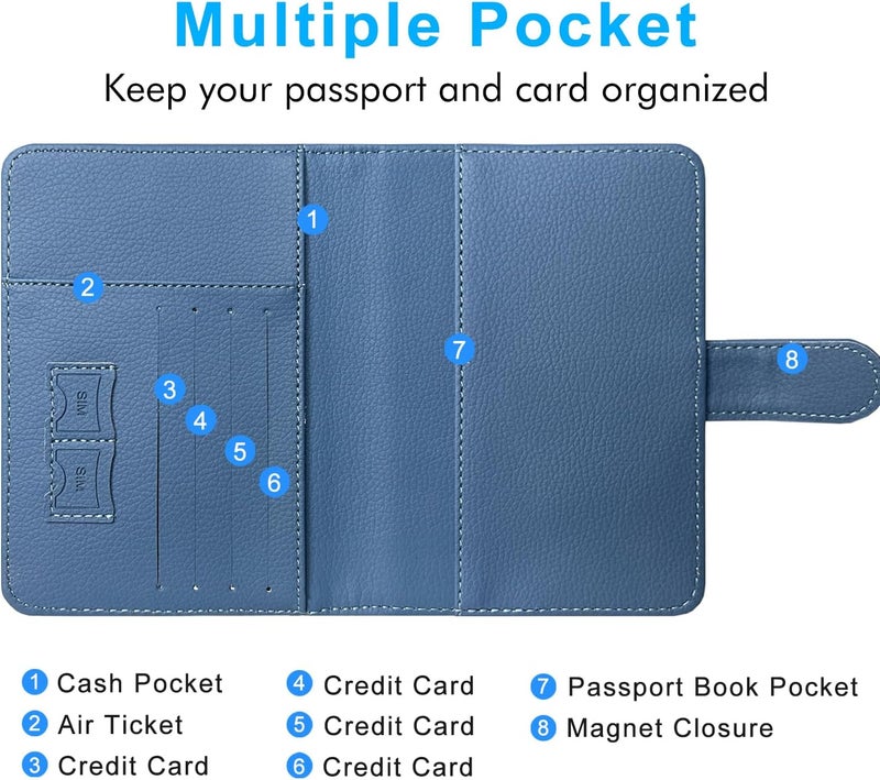 ACdream Passport Holder for Travel Essentials, Rfid Blocking Passport Wallet Cover Case for Travel Must Haves Accessories, Book Holders for Women & Men- Navy Blue - Image 5