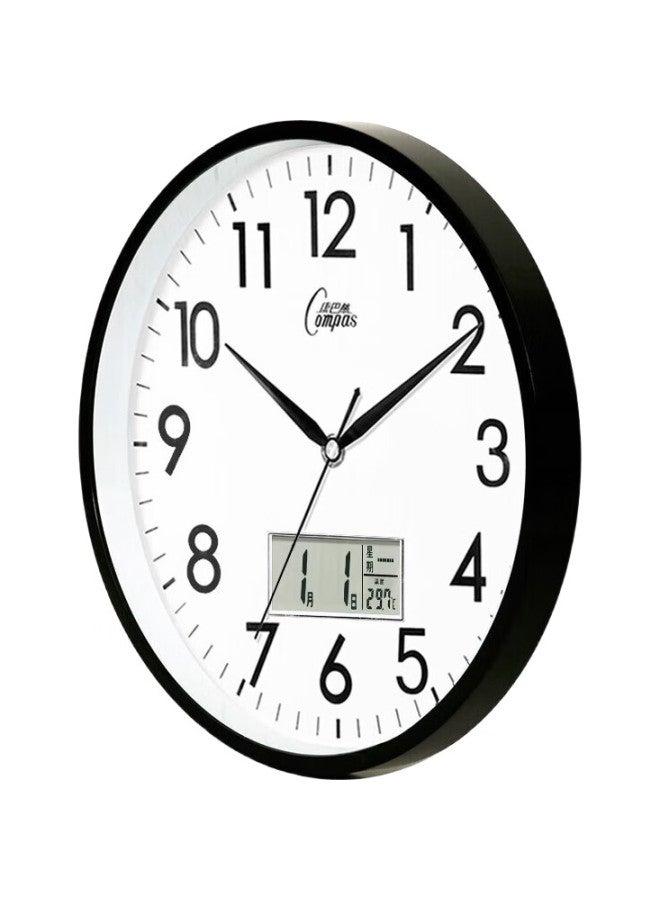 Compas Wall Clock, Creative And Stylish Timepiece, Calendar Quartz Clock For Living Room And Bedroom, C2855Y, Black, 26Cm - Image 1