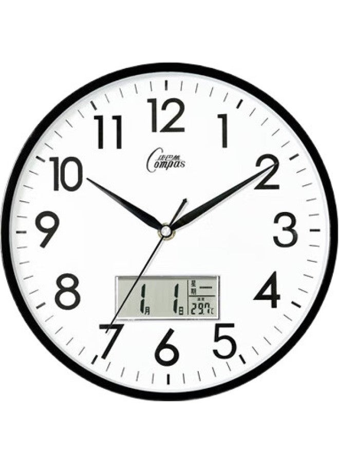Compas Wall Clock, Creative And Stylish Timepiece, Calendar Quartz Clock For Living Room And Bedroom, C2855Y, Black, 26Cm - Image 2