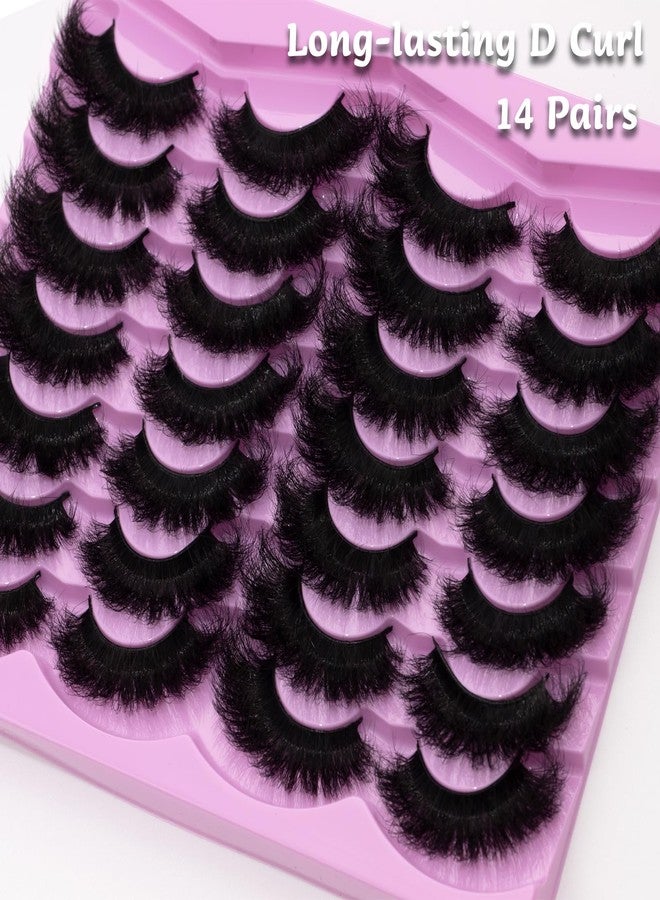 LEAFMOON Mink Lashes Fluffy 20mm Volume False Eyelashes 8D Cat Eye Strip Lashes D Curl 14 Pairs Dramatic Soft Eyelash 25mm Big Long Lash Strips Lashes Pack That Look Like Extensions Faux Mink Lashes - Image 3