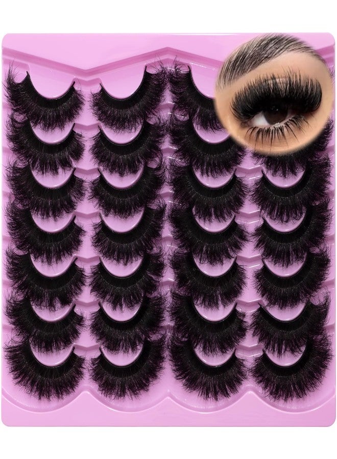 LEAFMOON Mink Lashes Fluffy 20mm Volume False Eyelashes 8D Cat Eye Strip Lashes D Curl 14 Pairs Dramatic Soft Eyelash 25mm Big Long Lash Strips Lashes Pack That Look Like Extensions Faux Mink Lashes - Image 1