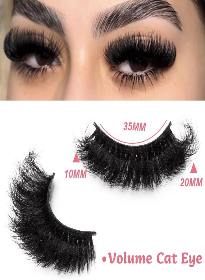 LEAFMOON Mink Lashes Fluffy 20mm Volume False Eyelashes 8D Cat Eye Strip Lashes D Curl 14 Pairs Dramatic Soft Eyelash 25mm Big Long Lash Strips Lashes Pack That Look Like Extensions Faux Mink Lashes - Image 2