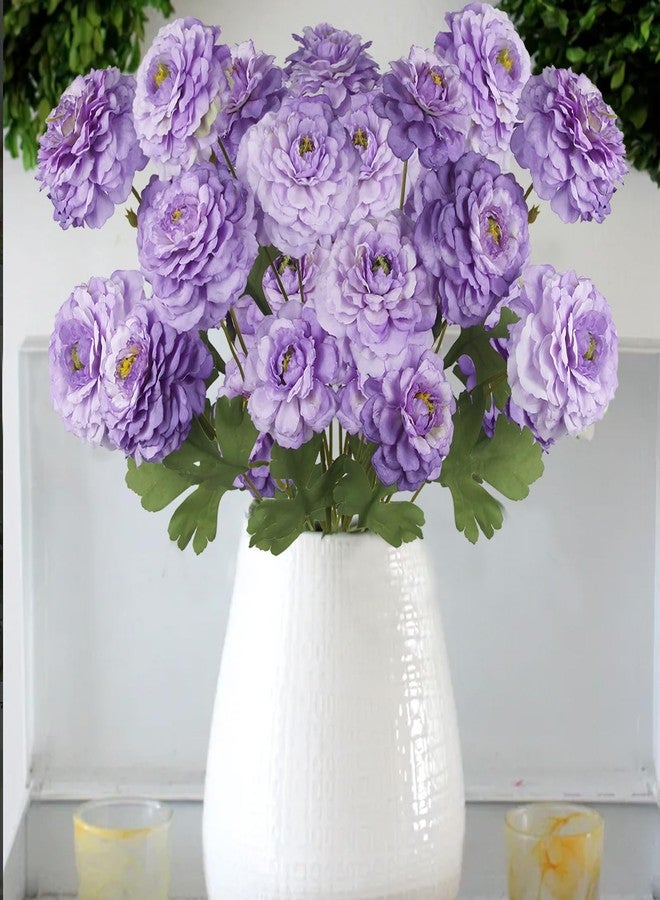 GhuaH 2 Pcs Artificial Flowers Spring Summer Purple Zinnia Silk Flowers with Long Stems Zinnia Elegans Artificial Flowers for Outdoors Floral Arrangements Table Centerpieces Wedding Party Home Decor - Image 4