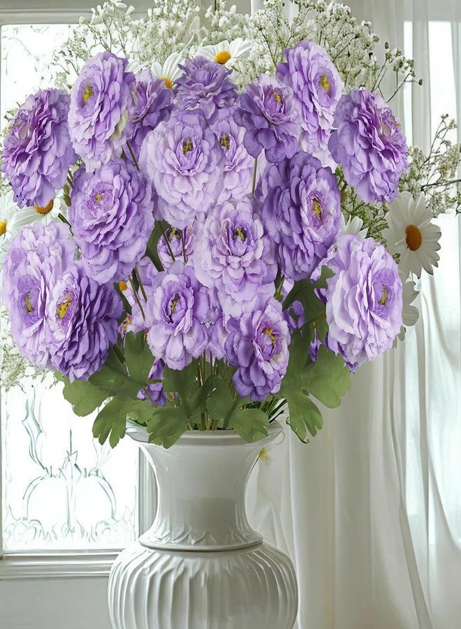 GhuaH 2 Pcs Artificial Flowers Spring Summer Purple Zinnia Silk Flowers with Long Stems Zinnia Elegans Artificial Flowers for Outdoors Floral Arrangements Table Centerpieces Wedding Party Home Decor - Image 5