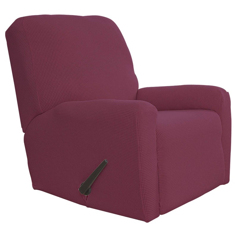 EasyGoing Recliner Stretch Sofa Slipcover Sofa Cover 4Pieces Furniture Protector Couch Soft with Elastic Bottom Polyester Spandex Jacquard Fabric Small ChecksRecliner ASH Rose Large