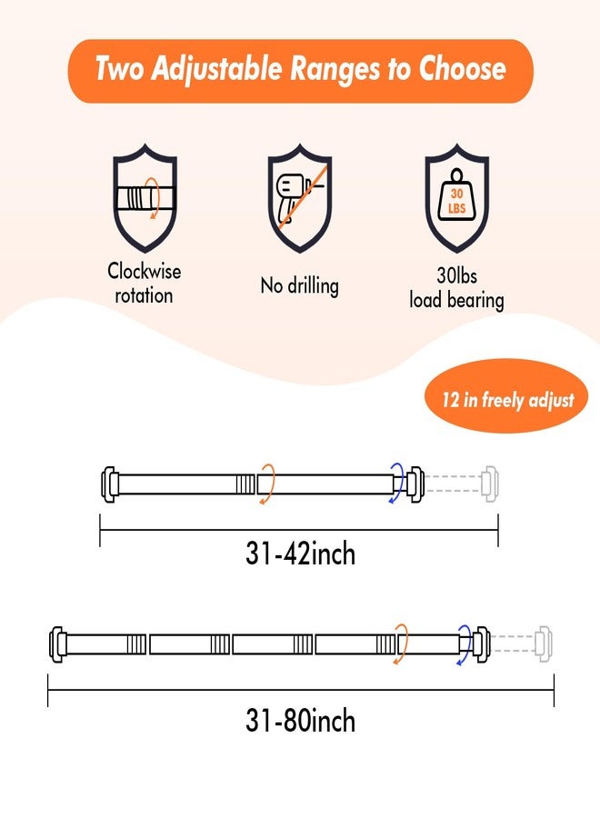 Brunttype Shower Curtain Rod 31-80 in Adjustable Curtain Rod No Drilling Tension Shower Rod Stainless Steel for Bathroom Room Divider, White - Image 4