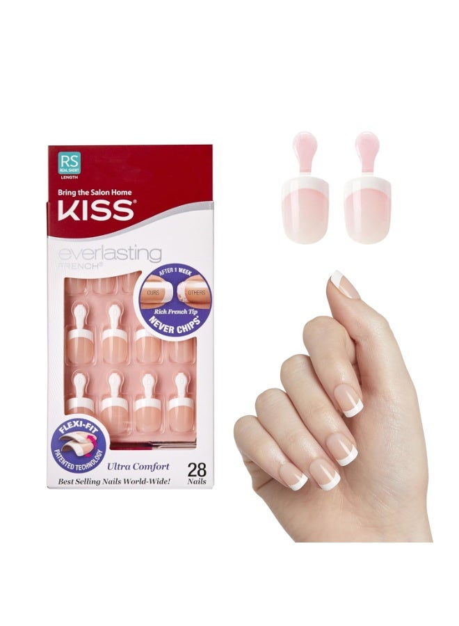 KISS Everlasting French Nail Kit EF05, White, 28 pieces