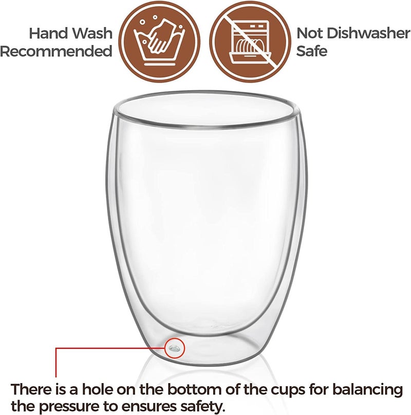HAKKU Double Wall Insulated Glass Coffee Mugs with Handle Set of 6 | 250ml | Everyday Drinking Tea Cups Perfect for Latte, Espresso, Cappuccinos, Tea Bag, Hot & Cold Beverage (6, 250ML) - Image 4