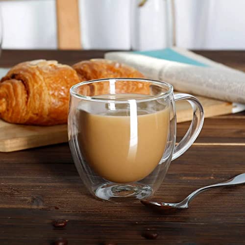 HAKKU Double Wall Insulated Glass Coffee Mugs with Handle Set of 6 | 250ml | Everyday Drinking Tea Cups Perfect for Latte, Espresso, Cappuccinos, Tea Bag, Hot & Cold Beverage (6, 250ML) - Image 5