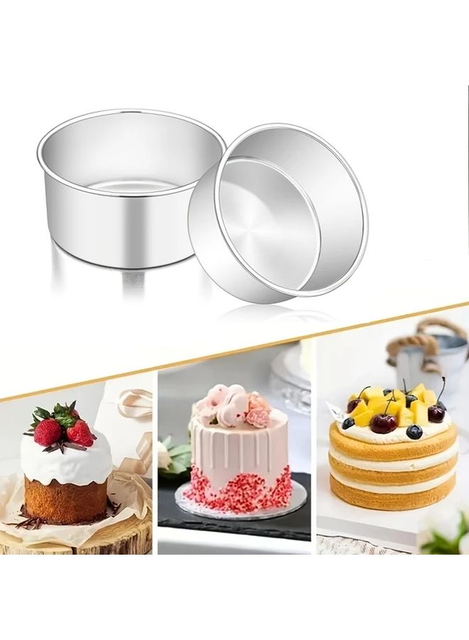 2 Pack 4 Inch Round Aluminum Alloy Cake Baking Pans for Birthday Wedding - Image 3