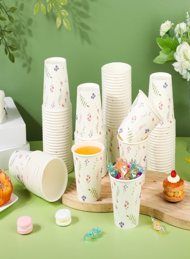 Elyxio 100Pcs Wildflower Paper Cups Spring Watercolor Flowers Party Cups 9oz Floral Bathroom Disposable Cup for Birthday Bridal Baby Shower Garden Tea Party Supplies - Image 4