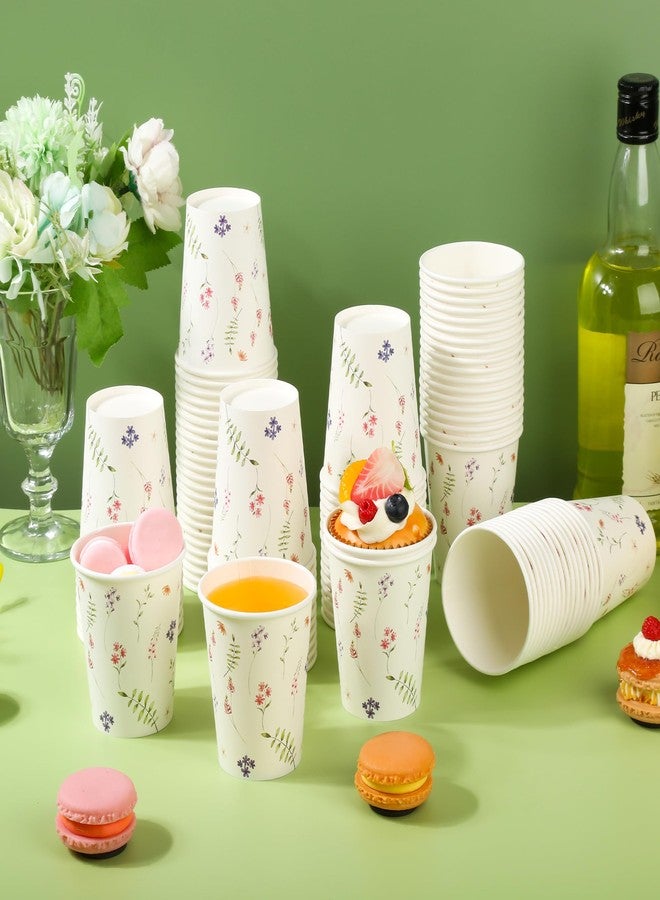 Elyxio 100Pcs Wildflower Paper Cups Spring Watercolor Flowers Party Cups 9oz Floral Bathroom Disposable Cup for Birthday Bridal Baby Shower Garden Tea Party Supplies - Image 5