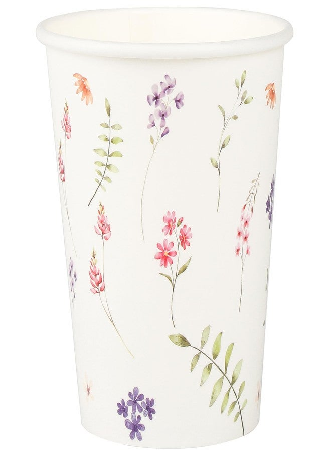 Elyxio 100Pcs Wildflower Paper Cups Spring Watercolor Flowers Party Cups 9oz Floral Bathroom Disposable Cup for Birthday Bridal Baby Shower Garden Tea Party Supplies - Image 1