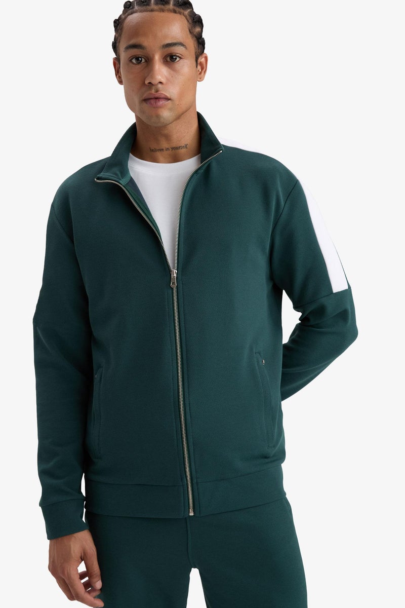 DeFacto Green Man Standard Fit Stand Collar Zip-Up Sweatshirt Casual - Image 2