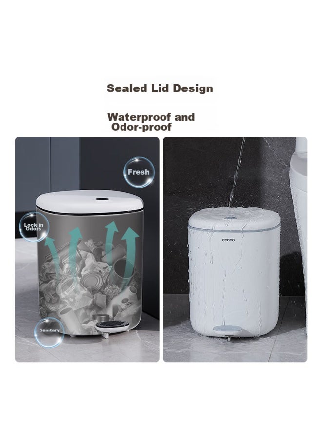 cocoa Yikeke 11l Trash Can, Living Room Foot-operated Double-opening Lid, Bathroom Double Bin With Lid, Sealed Round Garbage Bin, E2228 Gray - Image 3