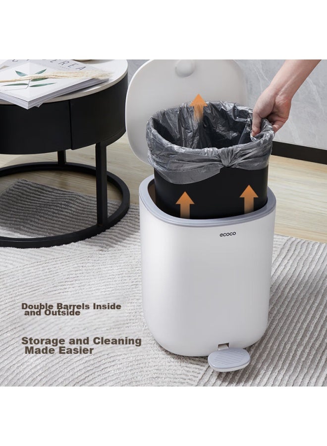 cocoa Yikeke 11l Trash Can, Living Room Foot-operated Double-opening Lid, Bathroom Double Bin With Lid, Sealed Round Garbage Bin, E2228 Gray - Image 2