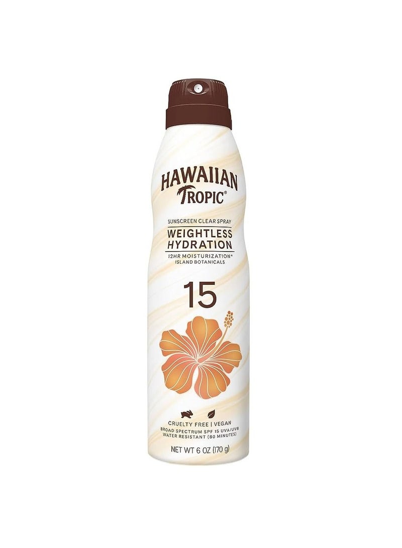 Hawaiian Tropic WEIGHTLESS & CLEAR SUNSCREEN SPRAY FORMULA SPF 15 170g