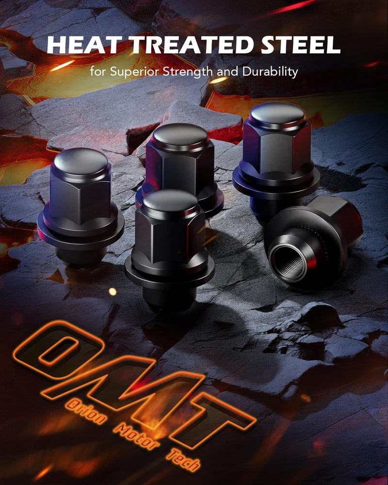 Orion Motor Tech صواميل العجلات أورايون موتور تك M12x1.5 مع مقعد مغناطيسي، 13/16" 21mm سداسي 1.46x1.18 بوصة. صواميل عجلات سوداء متوافقة مع تويوتا كامري RAV4 هايلاندر كورولا تاكوما 4Runner بريوس سيينا، مجموعة من 24 - Image 3