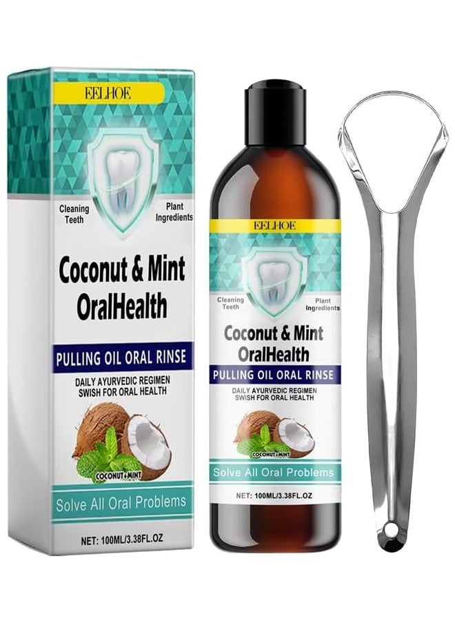 EELHOE A natural, alcohol-free mouthwash with coconut oil and peppermint oil that helps freshen breath, whiten teeth, and promote healthy teeth and gums - Image 1