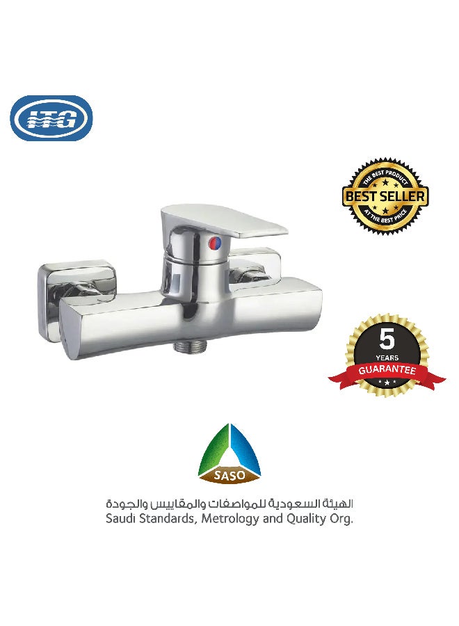 ITG Wall Mount Bathroom Shower Mixer Tap, Chrome Finish, Hot and Cold Water Faucet, Dual Control, Durable Brass, Anti-Rust, SASO Certified, 5-Year Warranty - Image 1