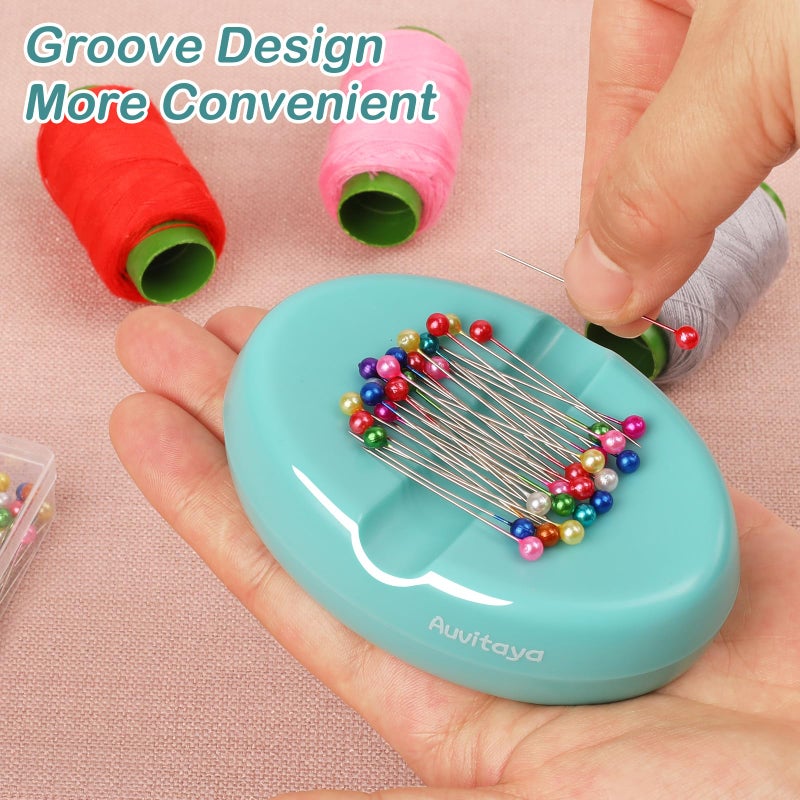 Auvitaya Magnetic Pin Holder, Pin Cushions for Sewing, Strong Magnet Pincushion, Cute Compact Needle Organizer, Bobby Pin Holder, Paper Clip Holder for Quilting, Sewing Accessories Magnetic Pin Dish - Image 4