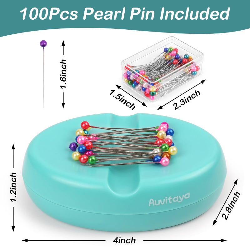 Auvitaya Magnetic Pin Holder, Pin Cushions for Sewing, Strong Magnet Pincushion, Cute Compact Needle Organizer, Bobby Pin Holder, Paper Clip Holder for Quilting, Sewing Accessories Magnetic Pin Dish - Image 3