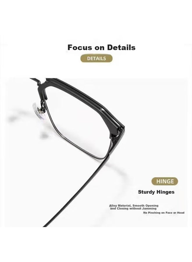 Boshide Boshide (boshide) Myopia Glasses Blue Light Blocking Glasses Photochromic Half Frame Black Silver Frame [photochromic Gray] Left And Right Eye 200 Degrees - Image 5