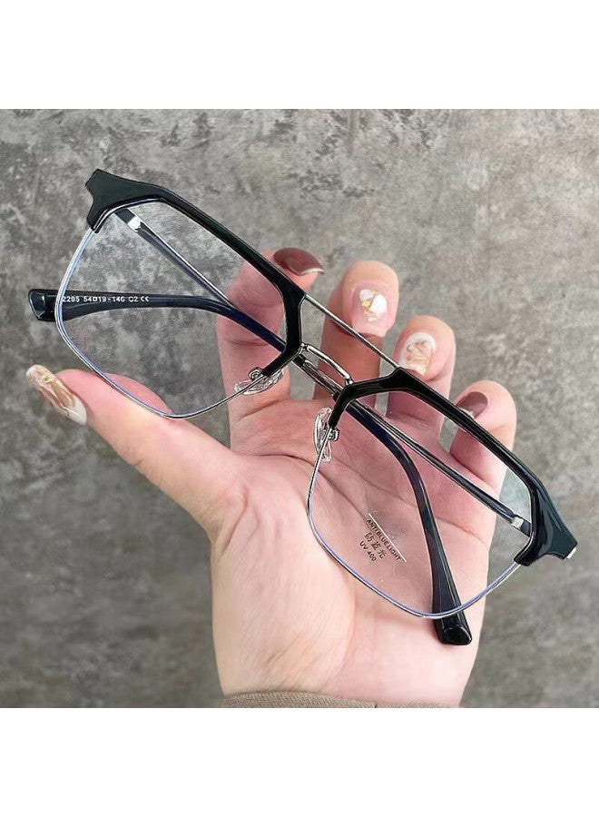 Boshide Boshide (boshide) Myopia Glasses Blue Light Blocking Glasses Photochromic Half Frame Black Silver Frame [photochromic Gray] Left And Right Eye 200 Degrees - Image 3
