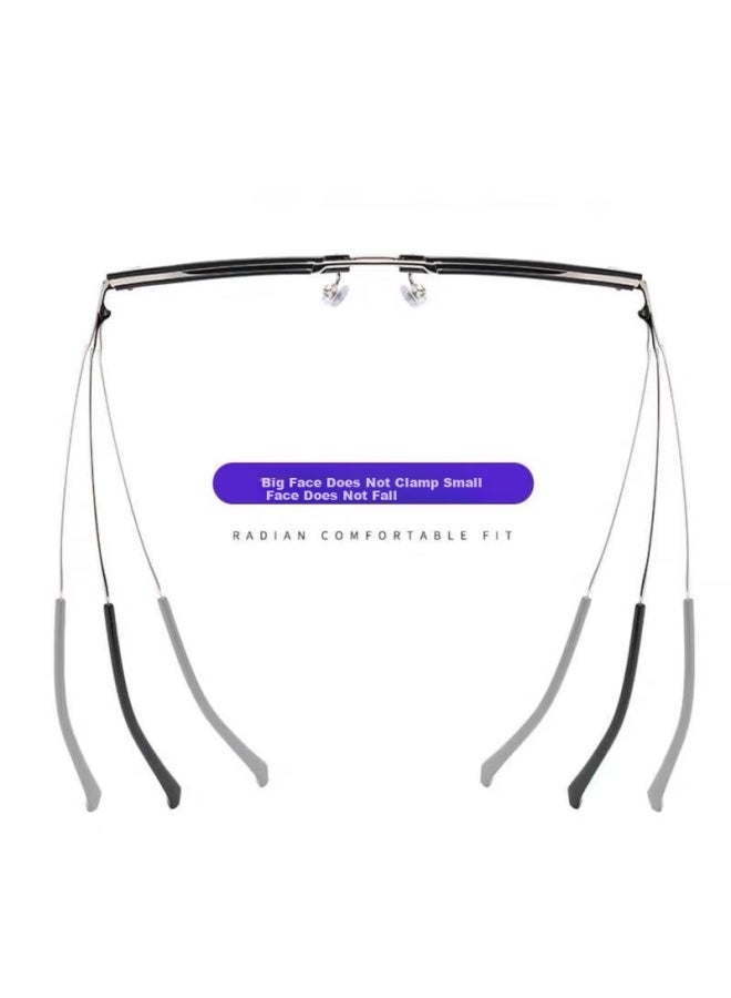 Boshide Boshide (boshide) Myopia Glasses Blue Light Blocking Glasses Photochromic Half Frame Black Silver Frame [photochromic Gray] Left And Right Eye 200 Degrees - Image 4