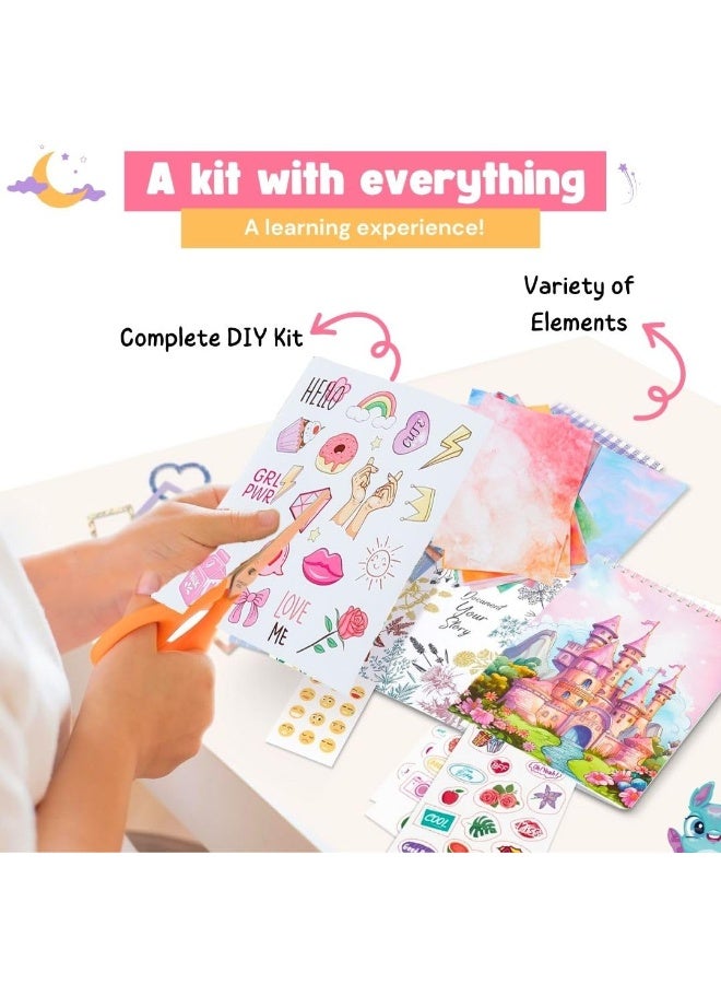 Mordely Scrapbook Journal Set Kit for Girls Kids | Cute Japanese Stationery Style Journals Aesthetic Stickers Journaling Kit for Kids Boys | Scrap Books Journals for Kids | Aesthetic Gifts Set - Image 4