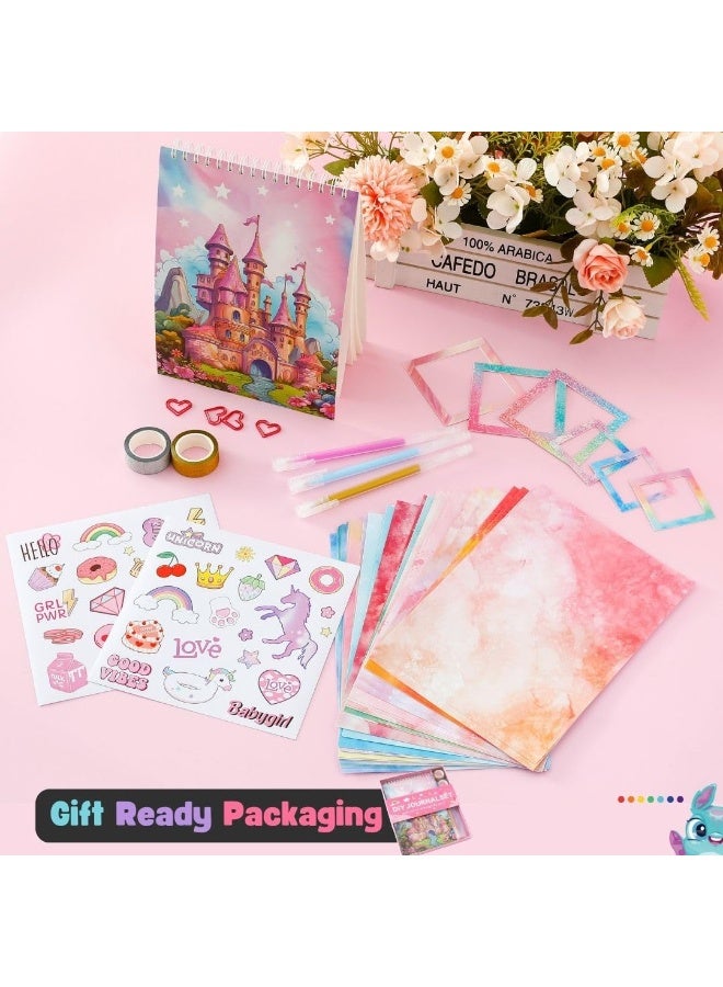Mordely Scrapbook Journal Set Kit for Girls Kids | Cute Japanese Stationery Style Journals Aesthetic Stickers Journaling Kit for Kids Boys | Scrap Books Journals for Kids | Aesthetic Gifts Set - Image 2