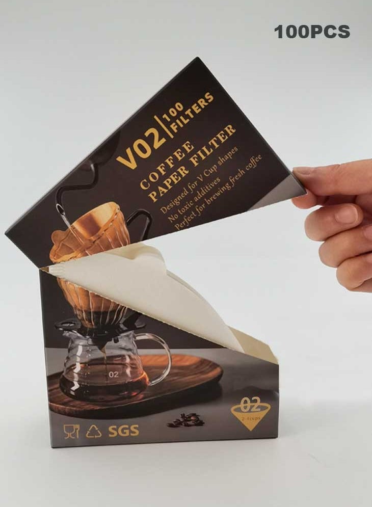 LeadMy Coffee Paper Filter V60 Size 02 White 100 Piece Superior Quality Paper 16x12x11cm for 2-4 People - Image 2