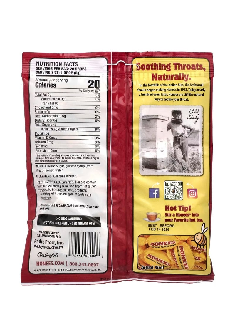 Honees Soothing Throat Drops Honey 20 King Size Drops 3.5 oz (100 g)  - Image 2