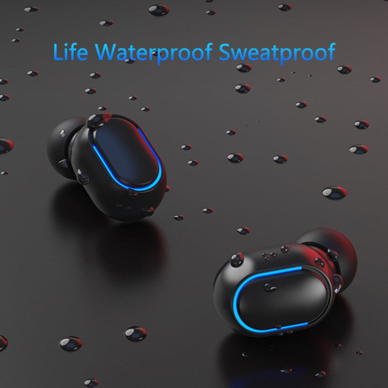 Cordless Earphones: Black CVC8.0 Noise Reduction 8-Core HiFi Stereo - Master/Slave Switch Double Host Portable Charging Box for Daily Use Sports Mobile Device Charging - Image 5