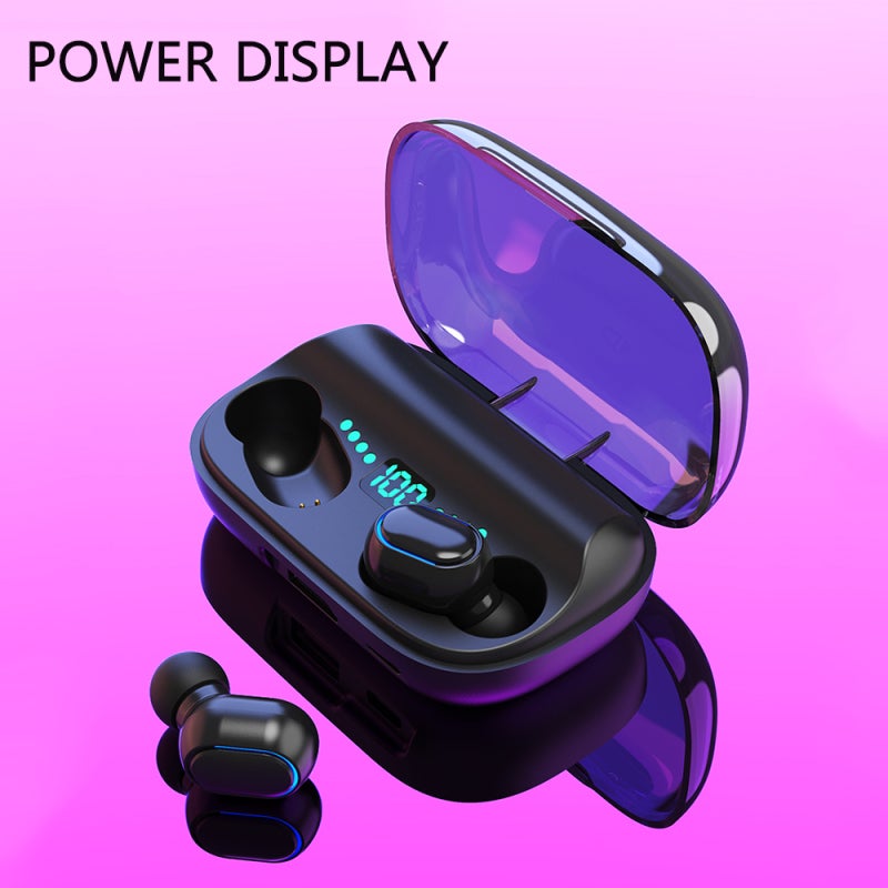 Cordless Earphones: Black CVC8.0 Noise Reduction 8-Core HiFi Stereo - Master/Slave Switch Double Host Portable Charging Box for Daily Use Sports Mobile Device Charging - Image 2