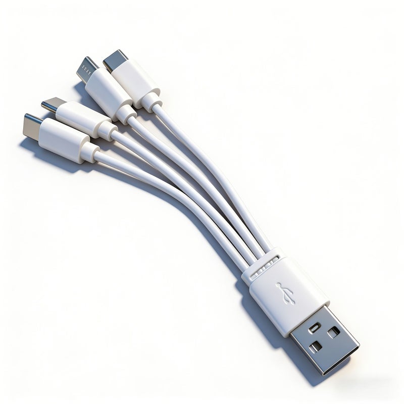 1 إلى 4 كابل شحن متعدد 4 في 1 سلك USB C قصير مع 4 منافذ من نوع C للشحن والبيانات أبيض - Image 3