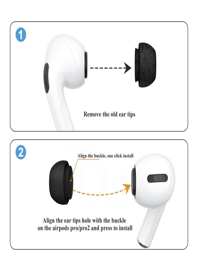 Meliya 3 Pairs Replacement Ear Tips for Airpods Pro 2nd and Airpods Pro Generation with Portable Storage Box, Noise Reduction Hole & Built-in Dust Guard Screen, Silicone Ear Tips for Airpods Pro(Black, M) - Image 4