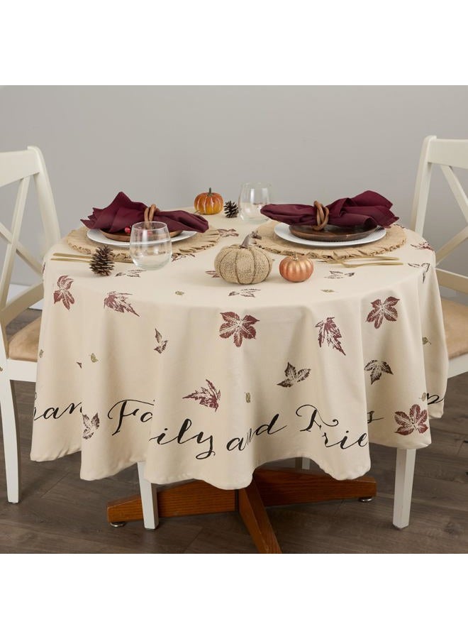 DII Rustic Autumn Leaves Kitchen Collection Thanksgiving & Fall Table Décor, Tablecloth, 70" Round - Image 4