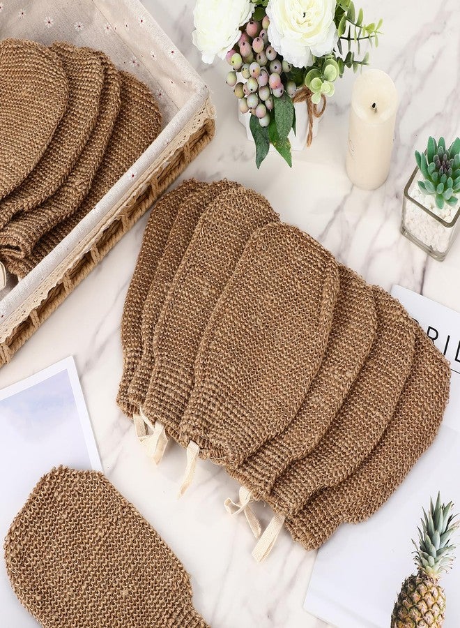 Teecyhooo 30 Pcs Exfoliating Shower Gloves Stretchable Jute Bath Mitts with Hanging Loop Body Scrubber Exfoliator Loofah Washcloth Deep Clean Dead Skin for Spa Massage Skin Shower Hotel Use(Brown) - Image 4