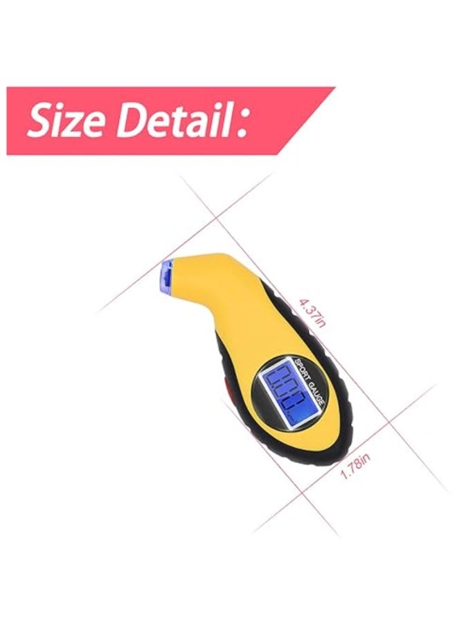 مقياس ضغط الإطارات الرقمي، 100 رطل لكل بوصة مربعة، 4 إعدادات، مقبض محمول وغير قابل للانزلاق مع شاشة LCD بإضاءة خلفية، فوهة مضاءة، عالمي للسيارات والدراجات النارية - Image 2