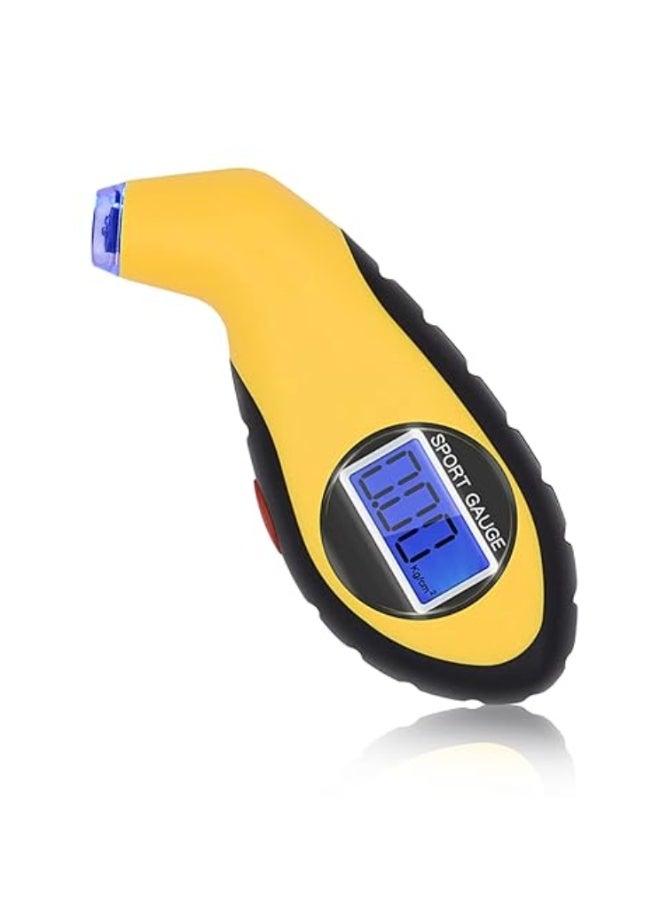 مقياس ضغط الإطارات الرقمي، 100 رطل لكل بوصة مربعة، 4 إعدادات، مقبض محمول وغير قابل للانزلاق مع شاشة LCD بإضاءة خلفية، فوهة مضاءة، عالمي للسيارات والدراجات النارية - Image 1