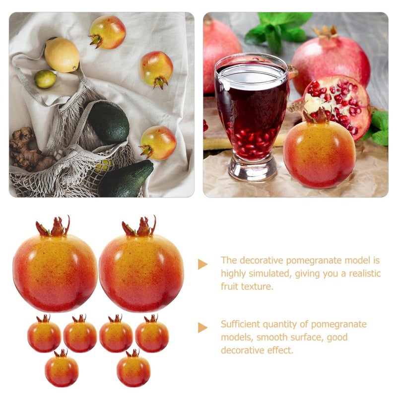 Lifelike Artificial Pomegranate Fruit Set 8 Pcs Kitchen Tabletop Decor Photography Props - Image 5