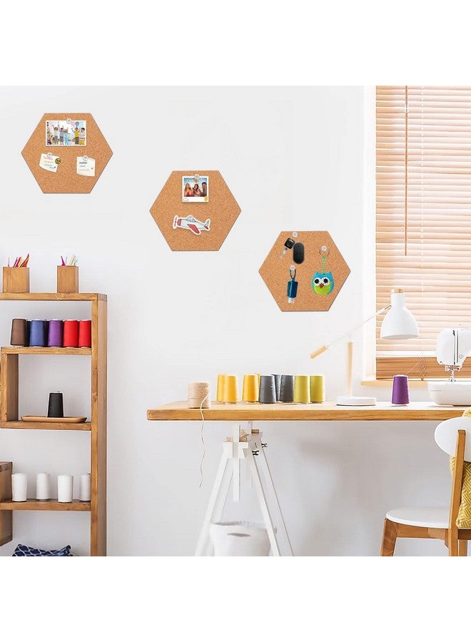 FEBSNOW 3 Pack Self-Adhesive Cork Board Tiles Hexagonal Cork Board Mini Wall Bulletin Board With 50 Multi-Color Push Pins - Image 5