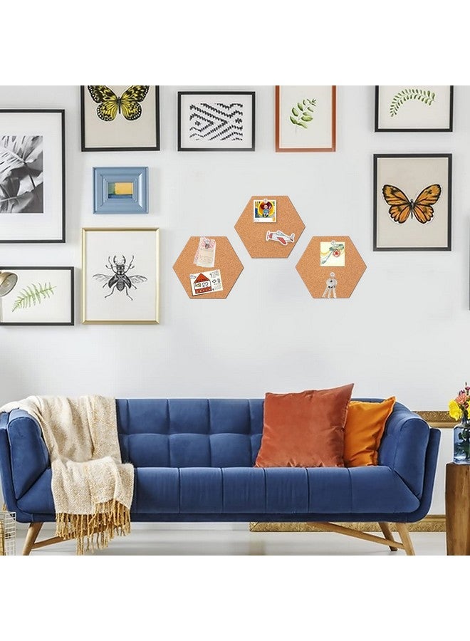 FEBSNOW 3 Pack Self-Adhesive Cork Board Tiles Hexagonal Cork Board Mini Wall Bulletin Board With 50 Multi-Color Push Pins - Image 4