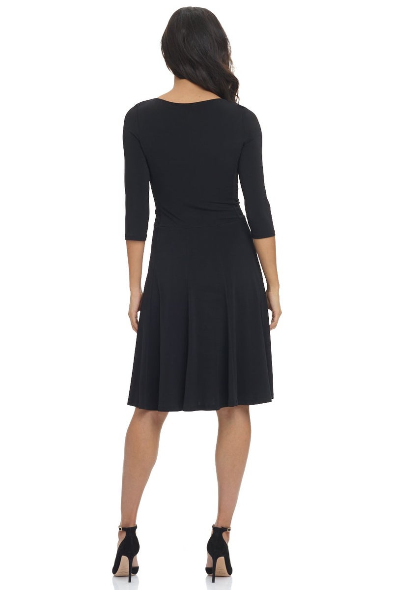 Rekucci Women's Flippy Fit N' Flare Dress with 3/4 Sleeves (4, Black) - Image 3